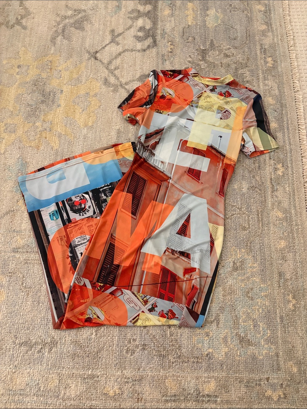 Peppermayo Orange Multi-Print Maxi Dress